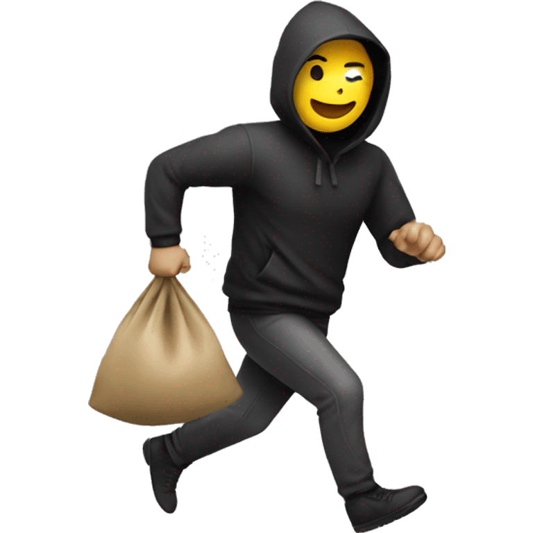 Thief in third person profile running with bag of money  emoji