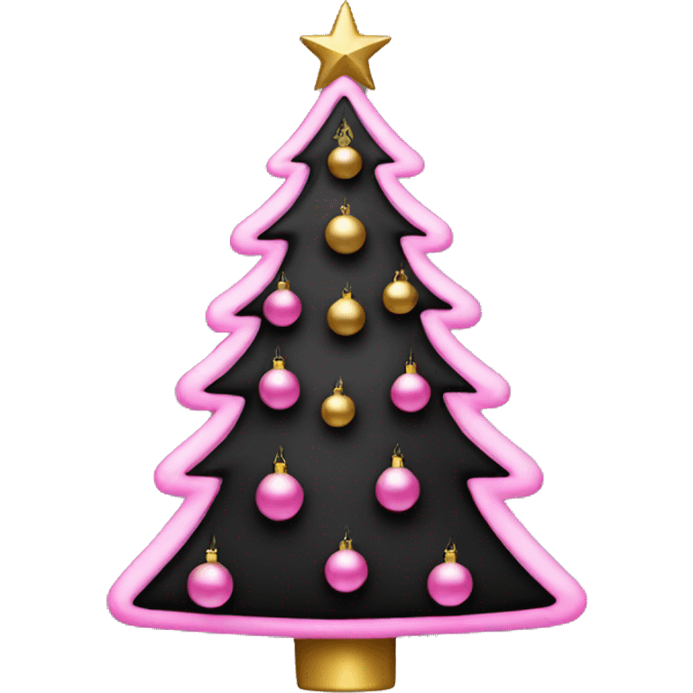 Black gold and pink Christmas tree emoji