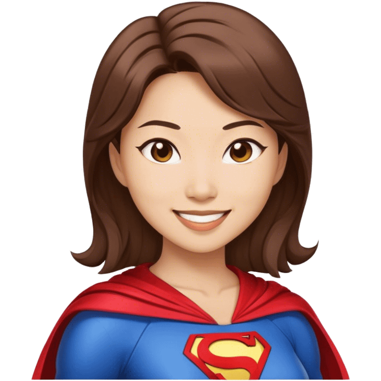 Asian superhero wife with brown hair light skin smiling emoji