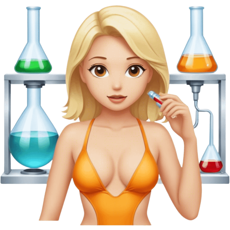 sexy blonde in swimsuit in the lab emoji