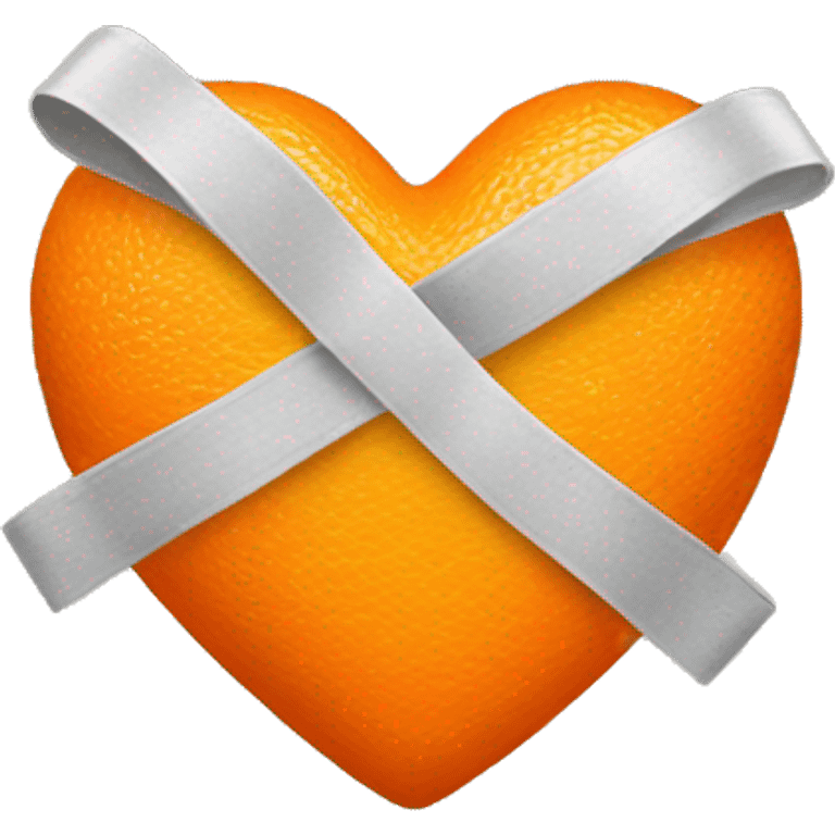 Corazón naranja con un lazo emoji