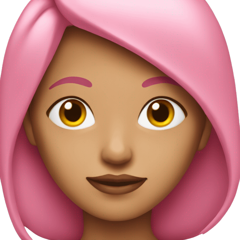 woman with pink skin wearing pink emoji