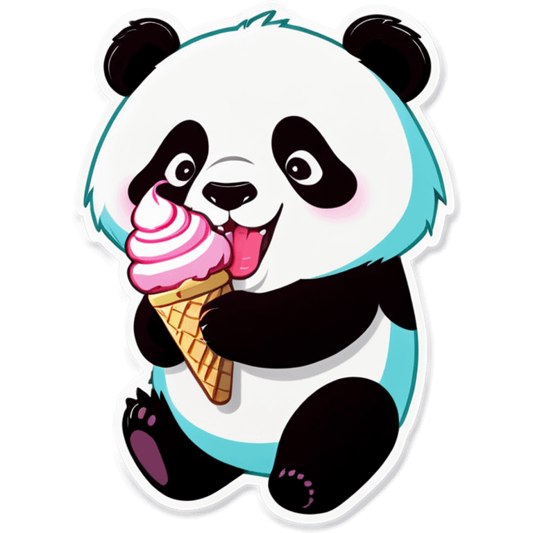 Panda eating ice cream emoji