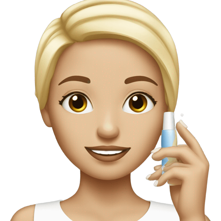 girl with blonde hair doing skincar emoji