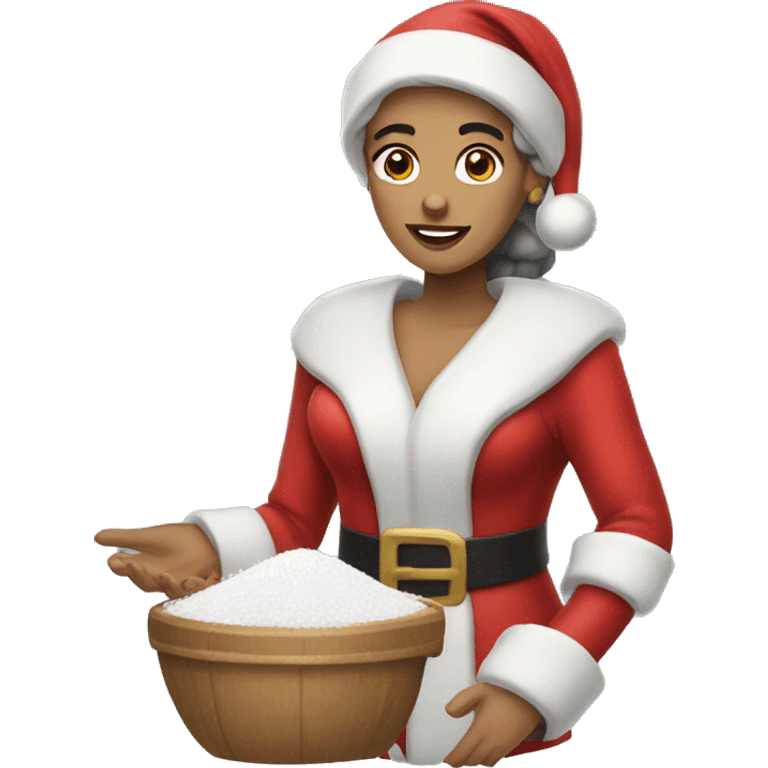 Latina Santa with a pile of salt  emoji