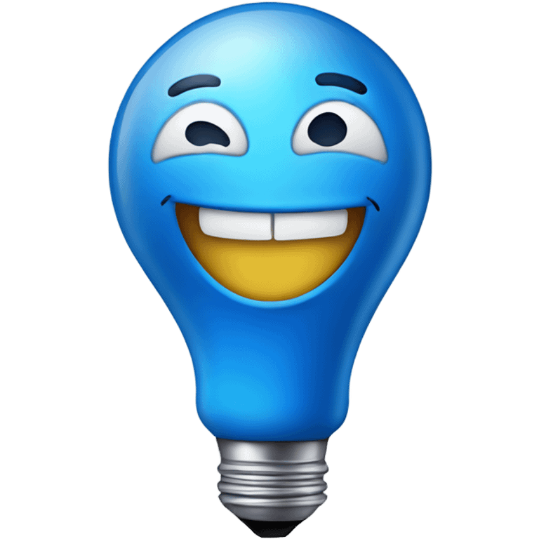 A blue bulb laughing emoji