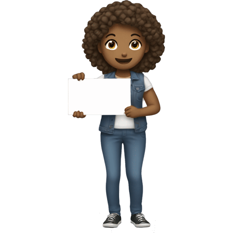 a girl holding a sign saying “I did it” emoji