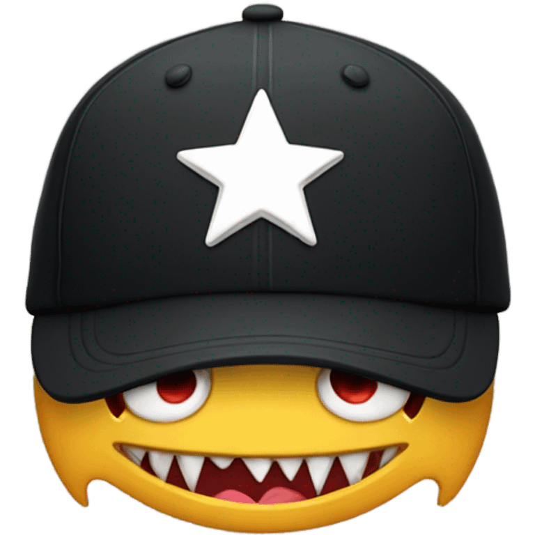 baseball cap black star and fangs  emoji