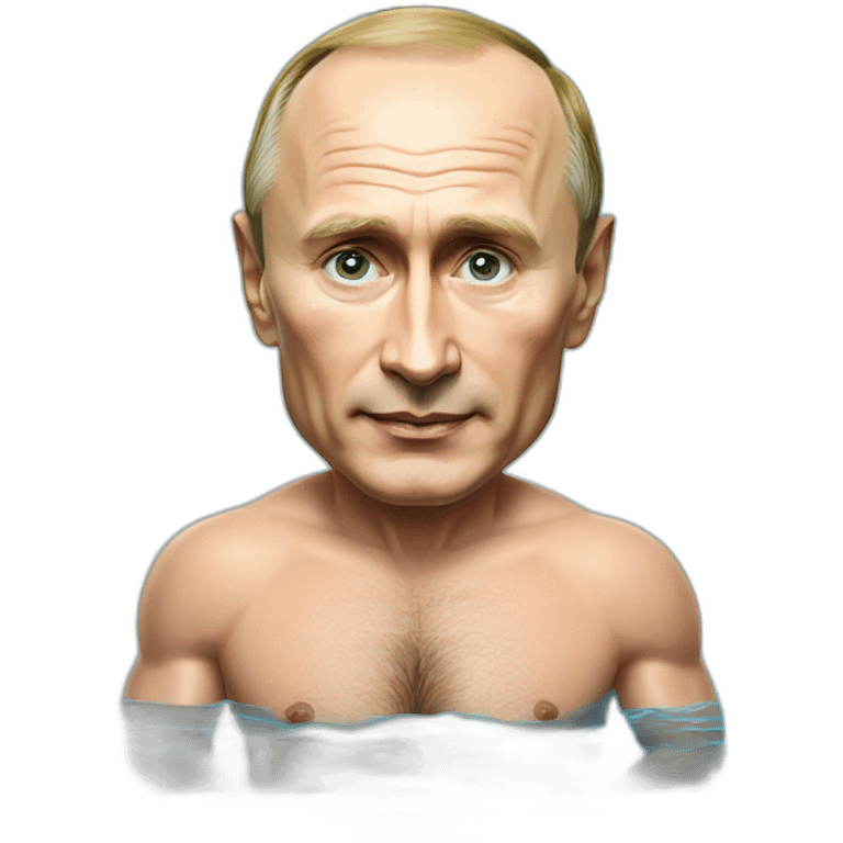 vladimir putin and éric zémour wearing a swimming trunk hyperrealistic emoji