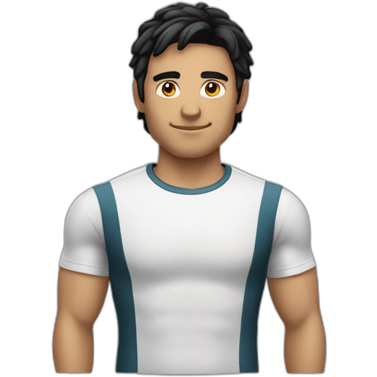 adult male confidently sporting black hair emoji