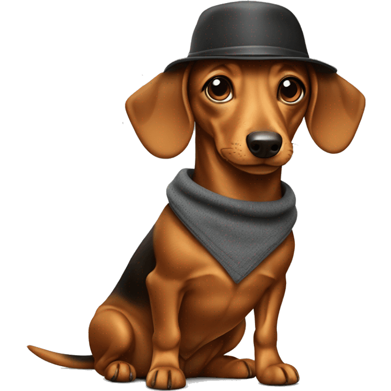 Dashund whit a hat emoji