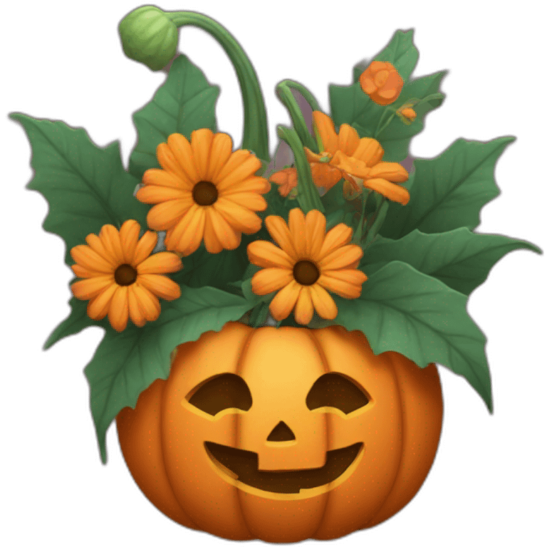 Jacklantern mixed with flowers emoji