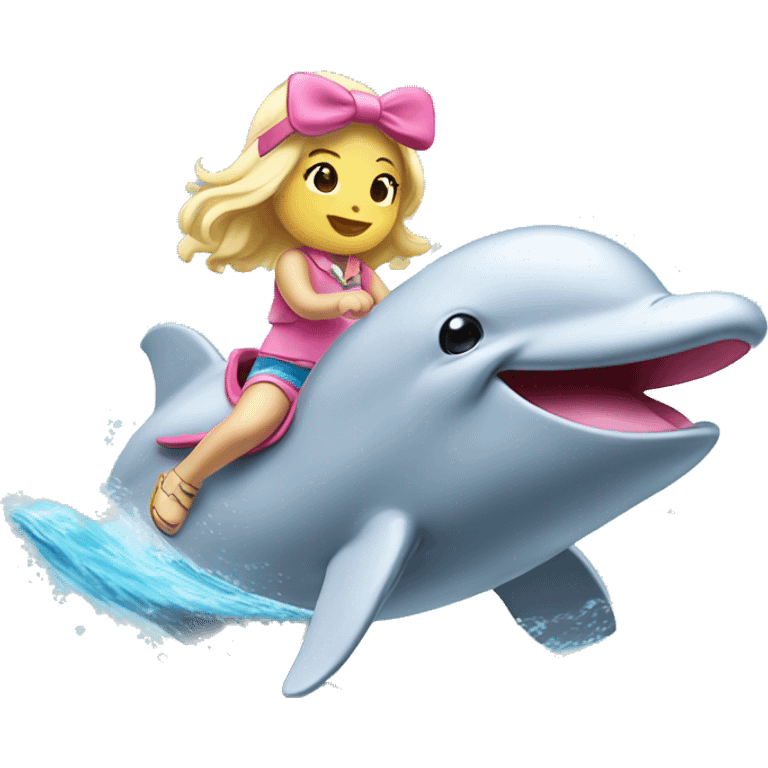 Hello kitty riding dolphin emoji