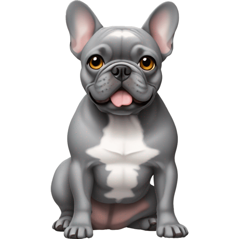 3 legged French bulldog, grey with tan eyebrows emoji