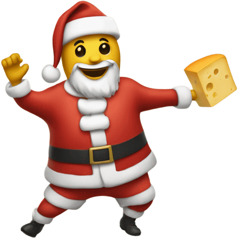 cheese dancing with Santa hat emoji