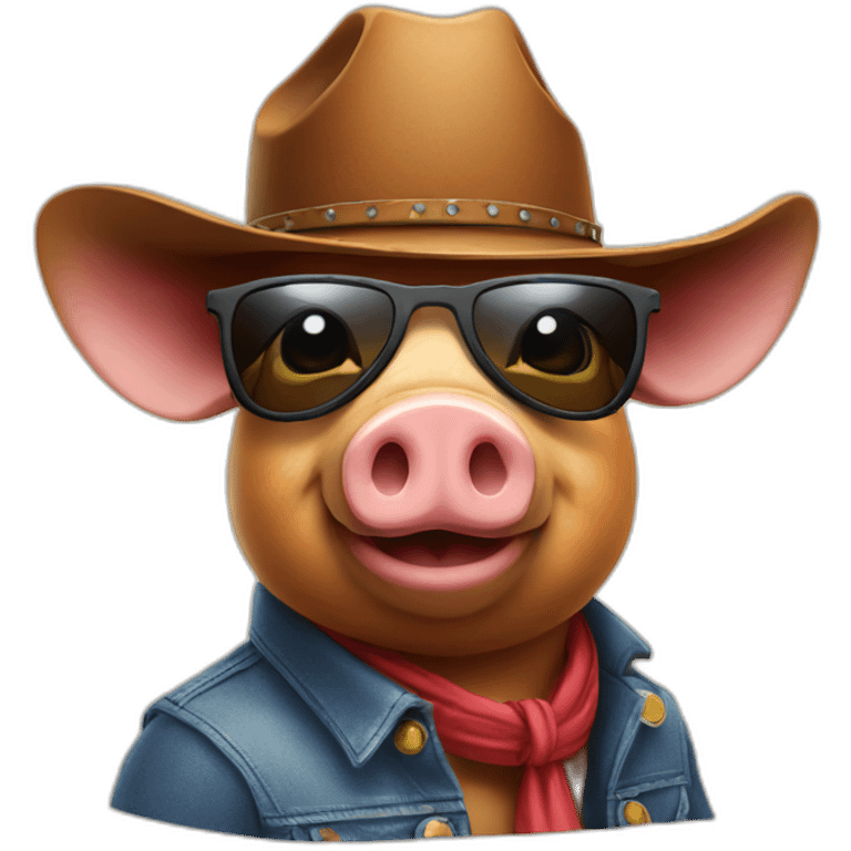 piggy wearing sunglasses and a cowboy hat emoji