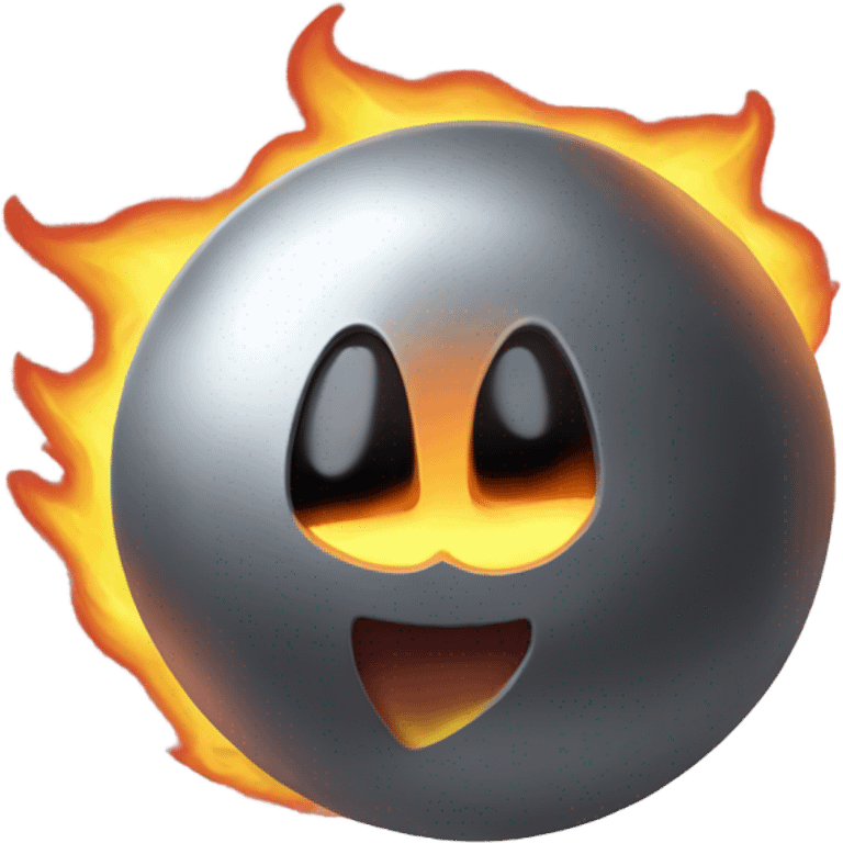 Metal Kirby ball with thrust flame back emoji