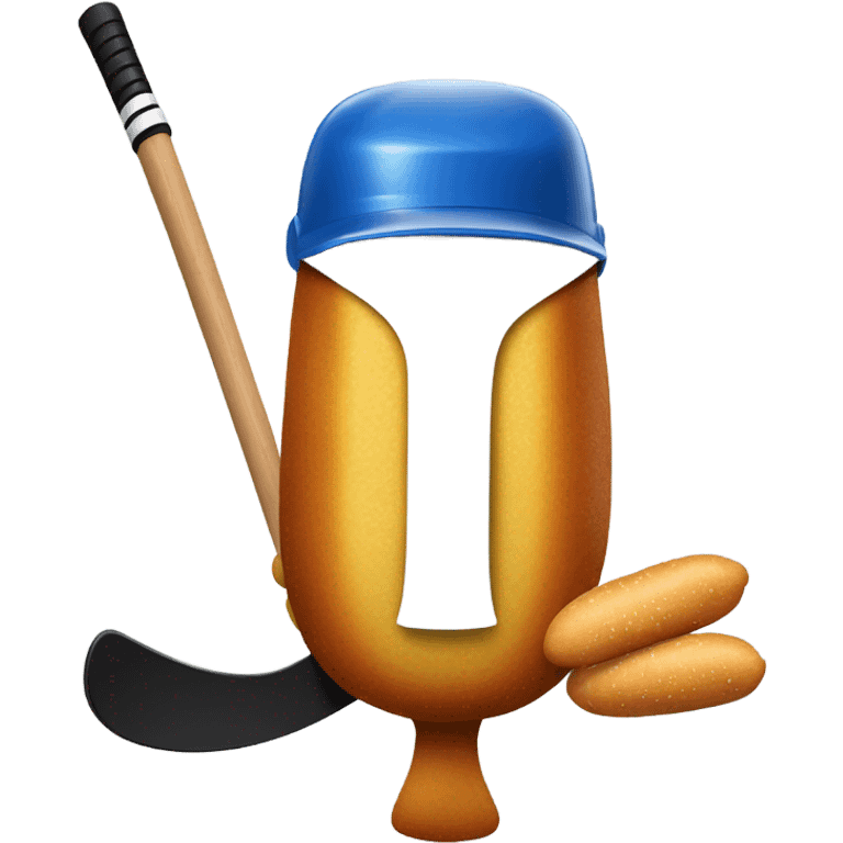 Corndog playing hockey emoji