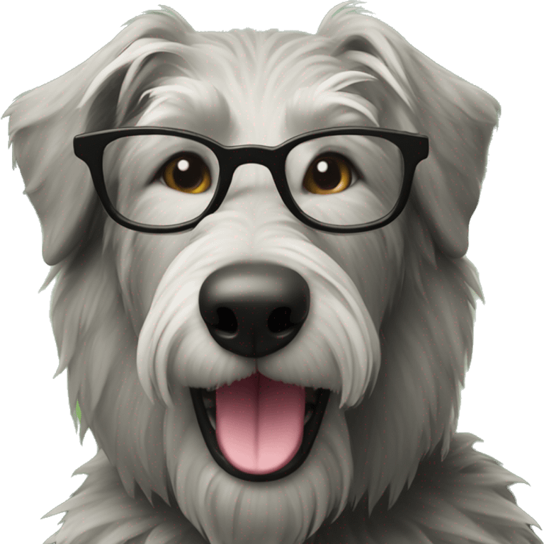 Wolfhound with glasses in Forest background  emoji