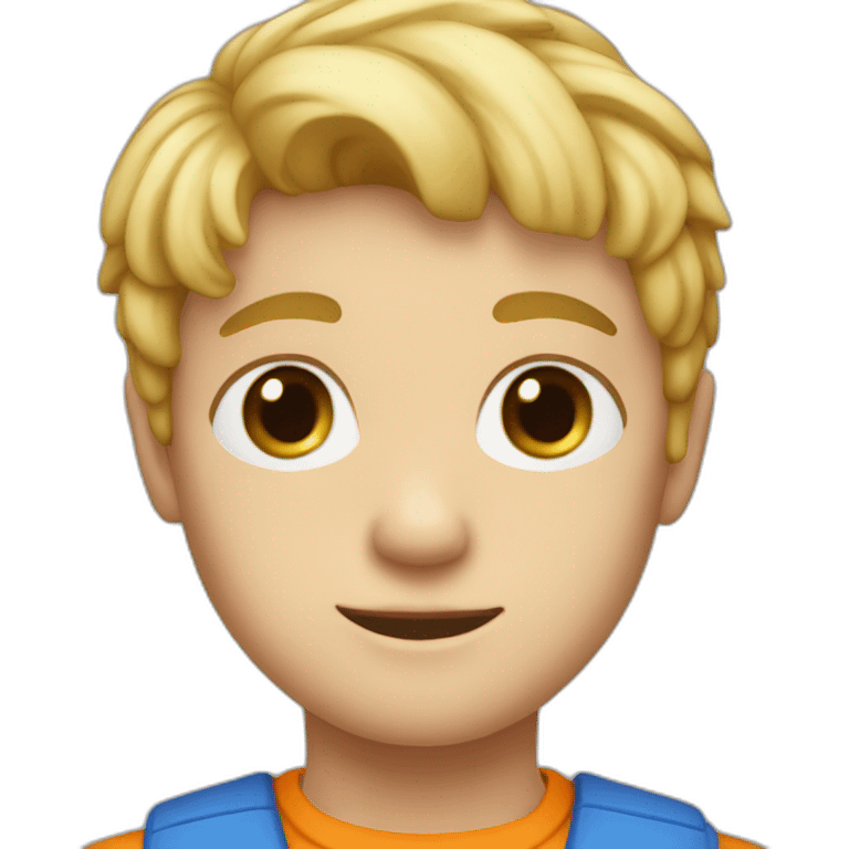 Blond boy blue eye orange overal  emoji