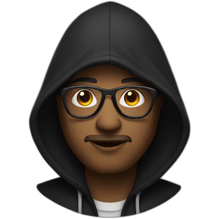 dude with black hood and glasses emoji