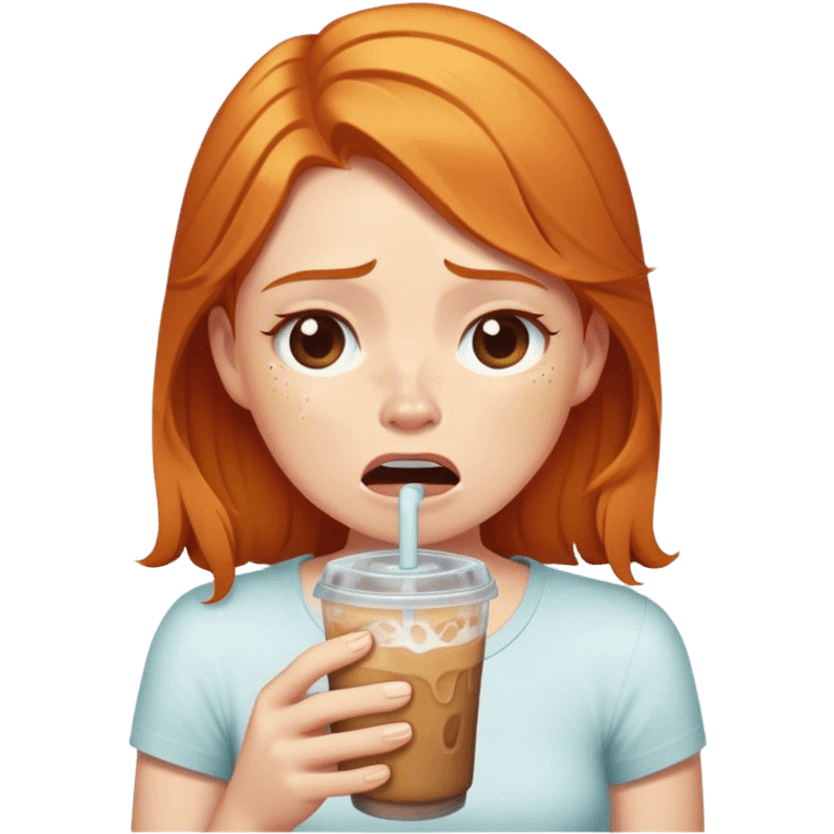 Ginger Girl crying with iced coffee  emoji