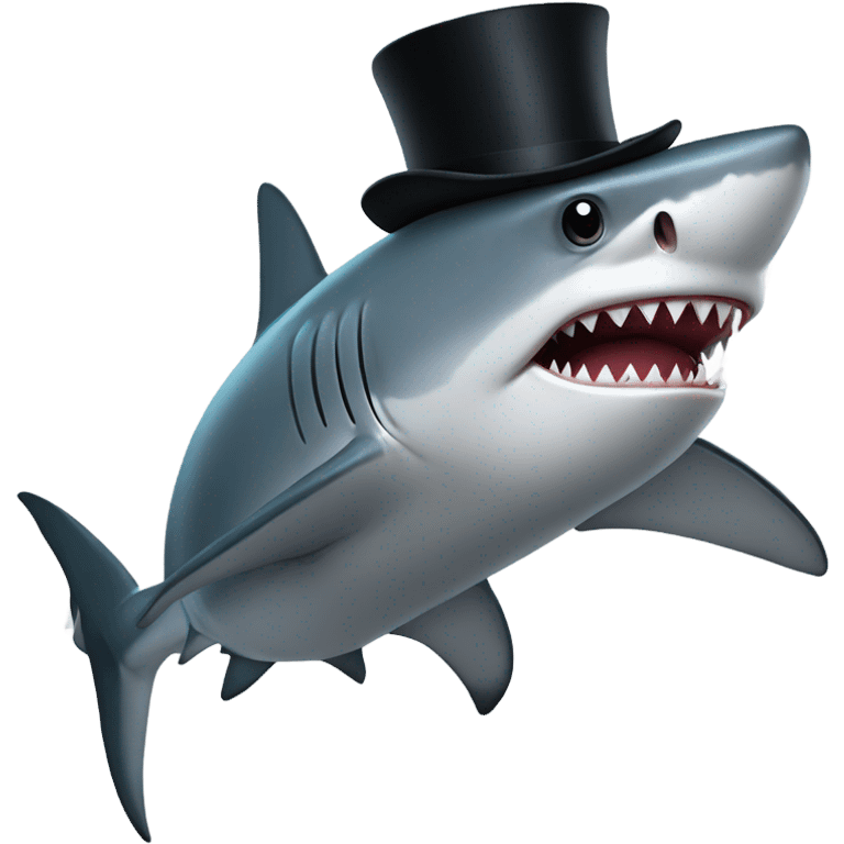 Shark with a top hat emoji