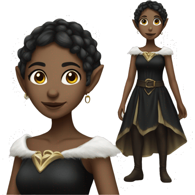 female elf fantasy black dress emoji