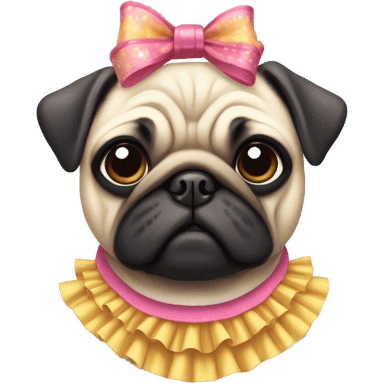 Pug wearing dress emoji