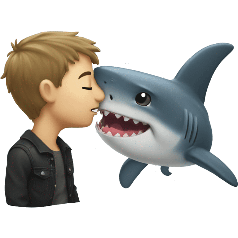 gay shark kissing a boy emoji