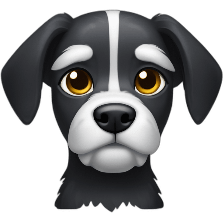 black griffon dog with few white hairs under mouth and on eyebrows emoji