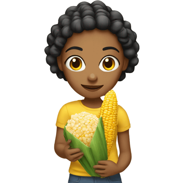 Girl holding elote emoji