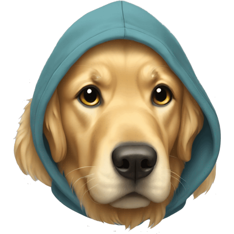 Golden retriever wearing a hoodie emoji