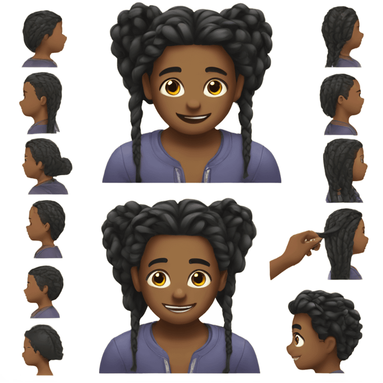 Black boy getting his hair braids emoji