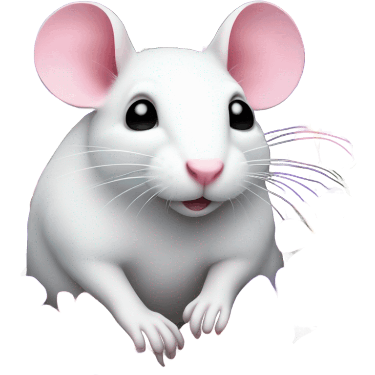 white rat with flowers emoji