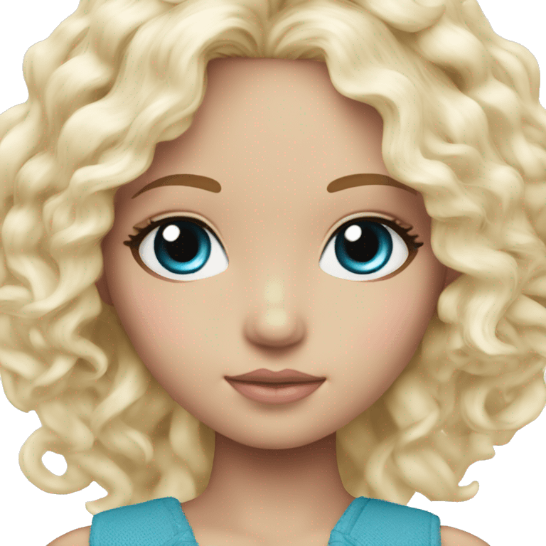 ocean blue doll eyes, blonde hair, feminine, pink, girl, angelic emoji