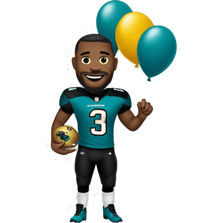 Jacksonville jaguars emoji holding baloons wearing a jaguars jersey emoji