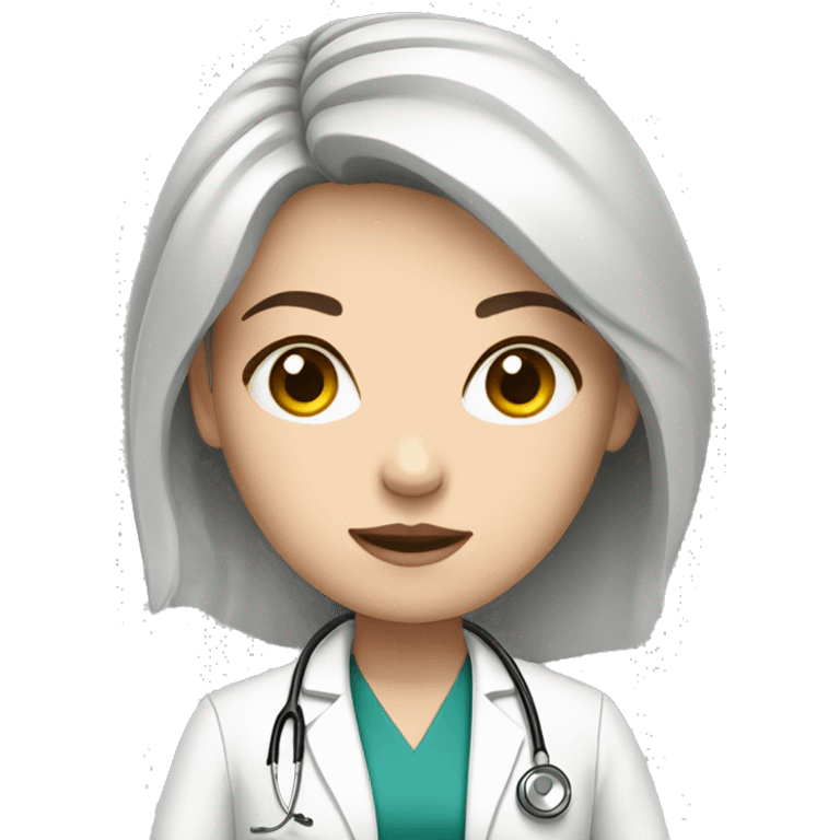 White girl doctor with black small hairs emoji