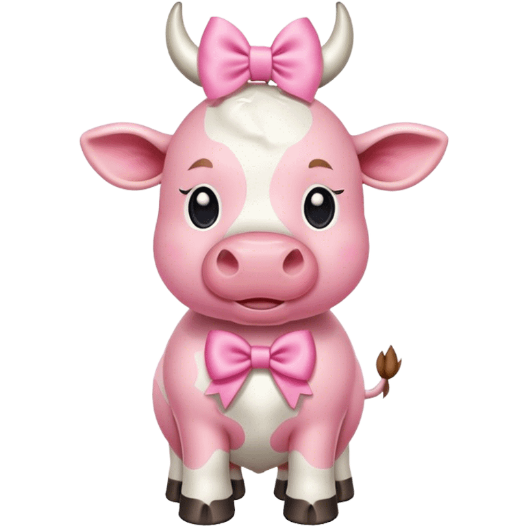 pink cow with white bow emoji