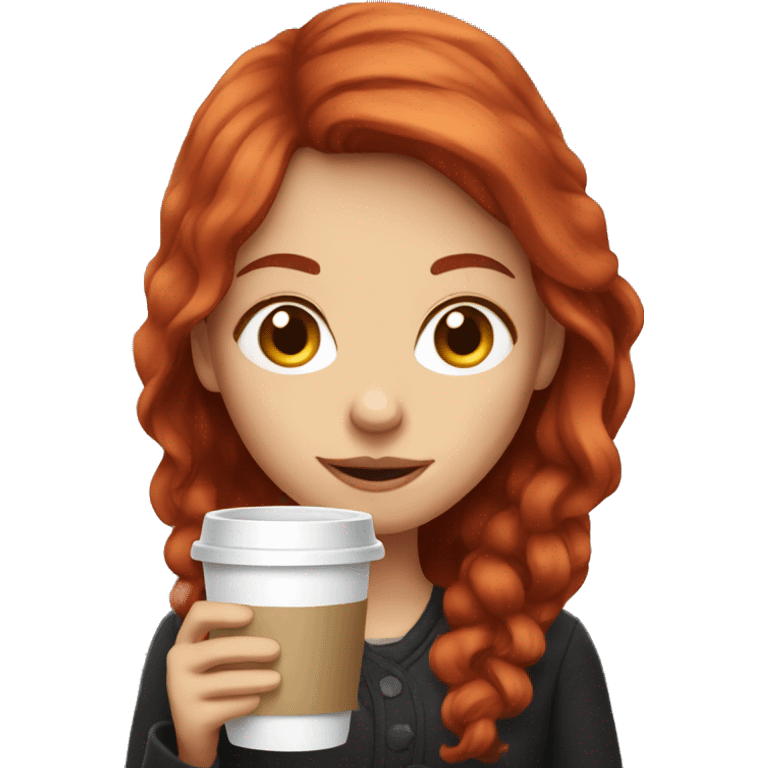 Red hair girl holding coffee emoji