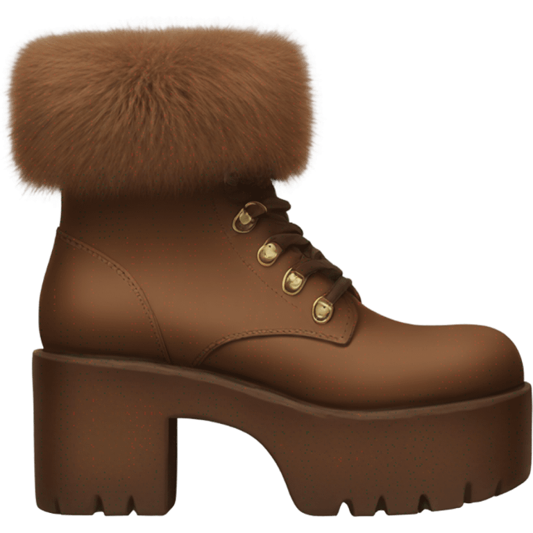 Platform UNIF boots brown fur emoji