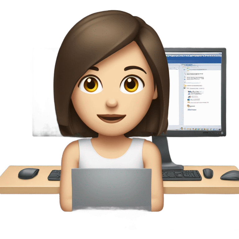 Brunette white girl on computer  emoji