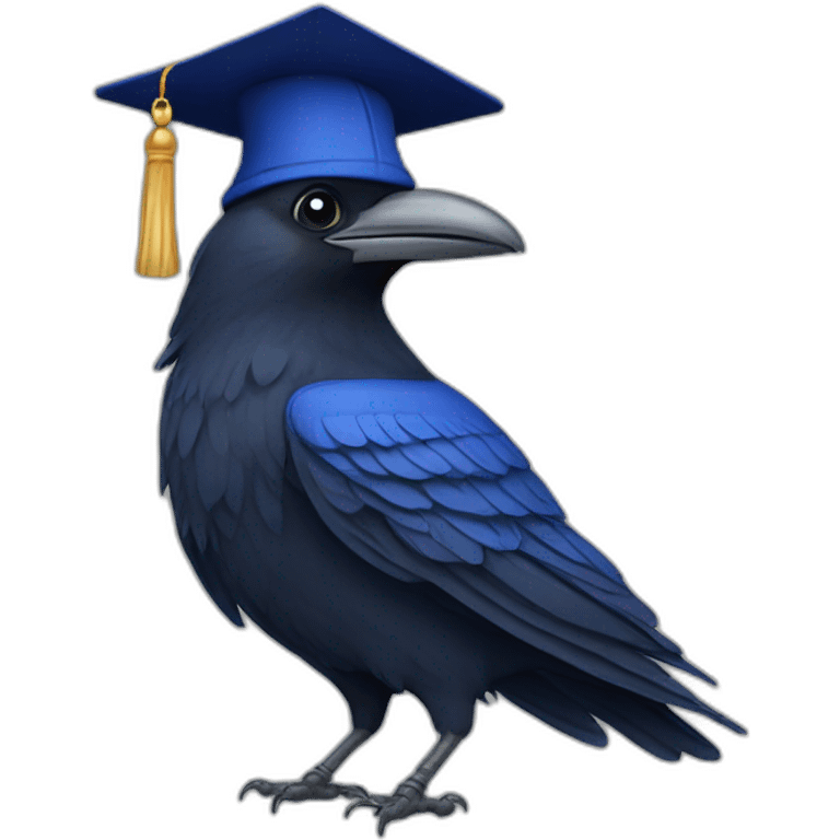 Blue Crow with alumni hat and mantle emoji