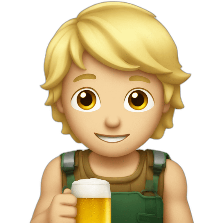 a blond boy drinking a beer emoji