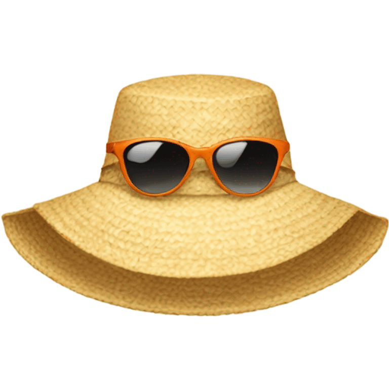 sunglasses near sunhat emoji