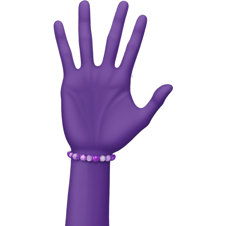 hand with purple bracelet pointing  emoji