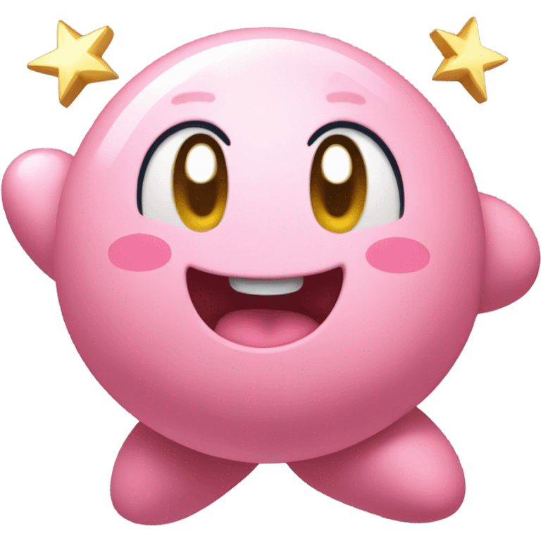 cute happy classic Kirby jumping on a star emoji