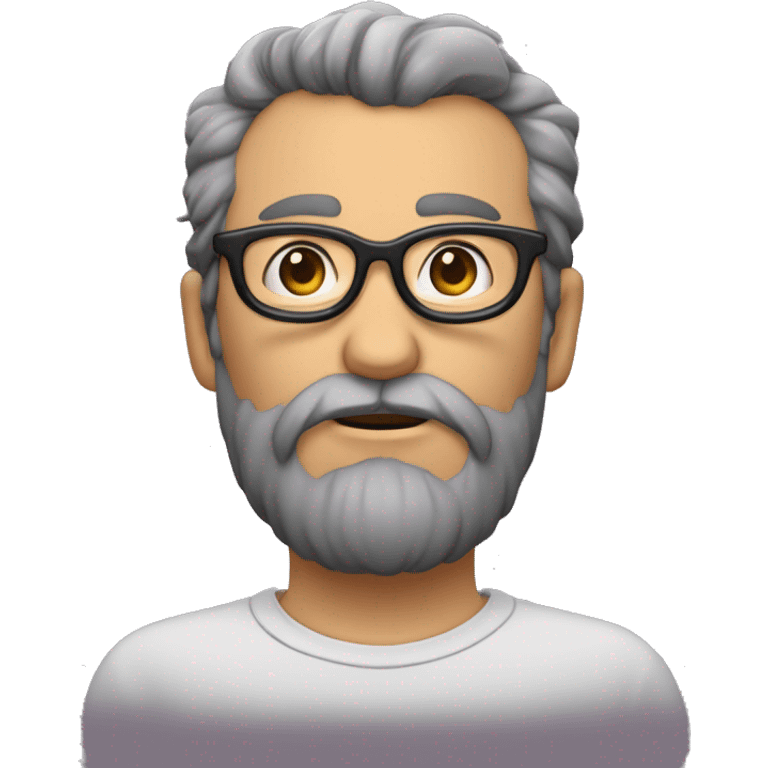 Homme gros chauve portant des lunettes et une barbe  emoji