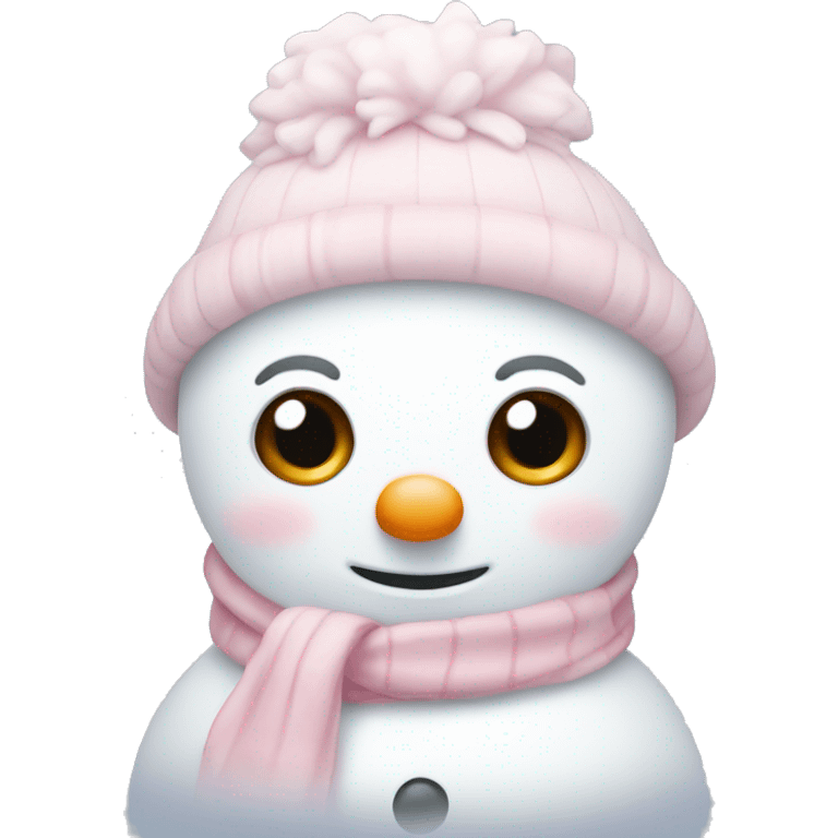 Cute white and light pink snowman emoji