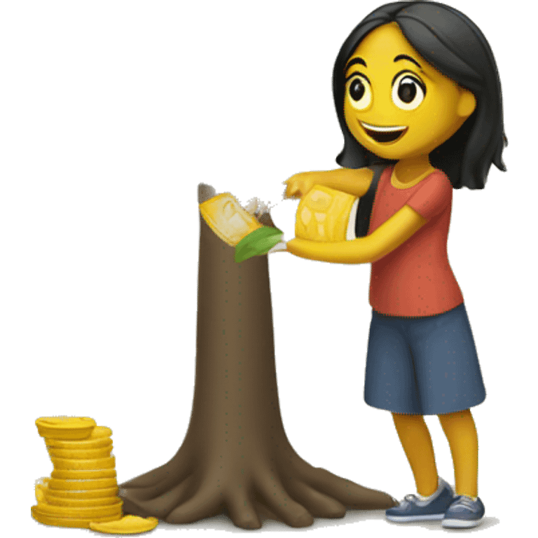 Girl Harvesting money from money tree  emoji